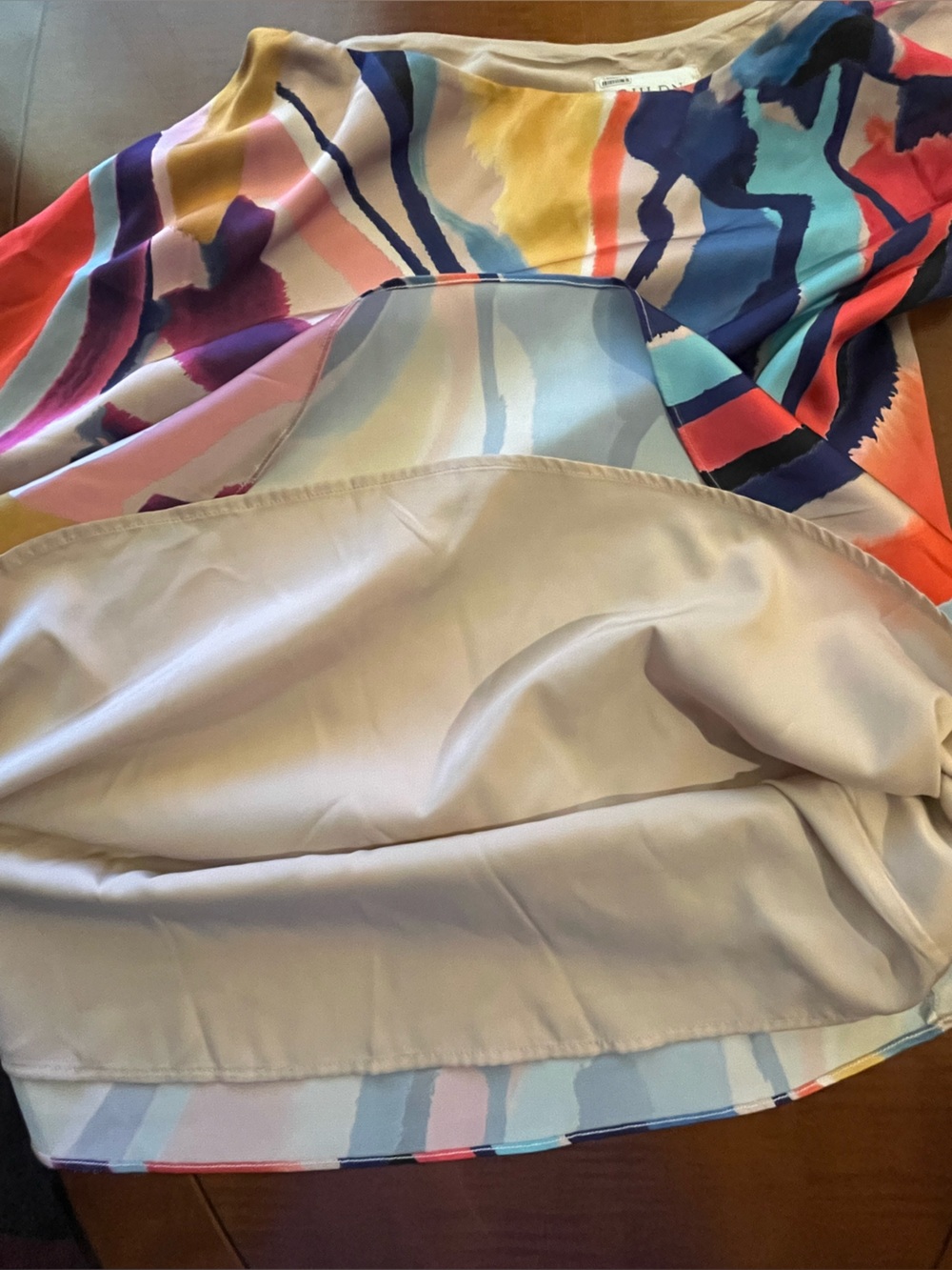 Anthropologie BHLDN one-shoulder satin mini dress. Bell sleeve. 2 pockets. M - Picture 10 of 11